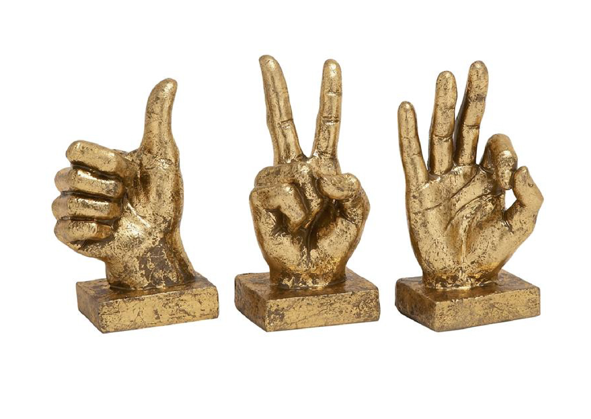 Escultura Manos gold (set 3 piezas)
