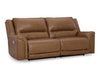 Sofá cuero reclinable 3 cuerpos Trasimeno caramel